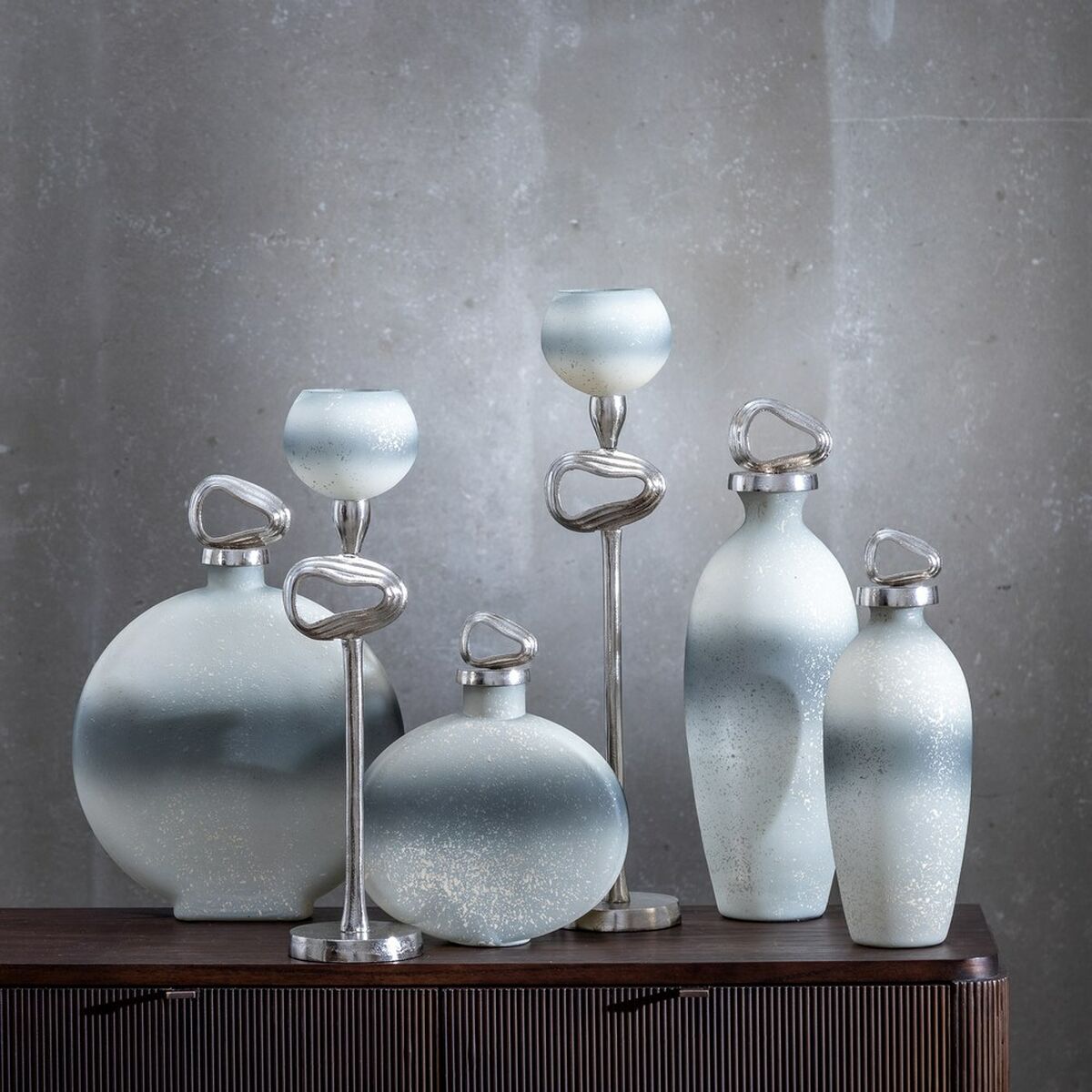 Bouteille décorative Gris Argenté 24 x 9 x 29 cm Décorative